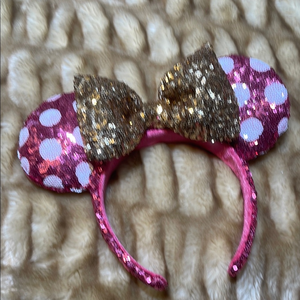 Disney Pink and Gold Sequin Minnie Mouse Ears